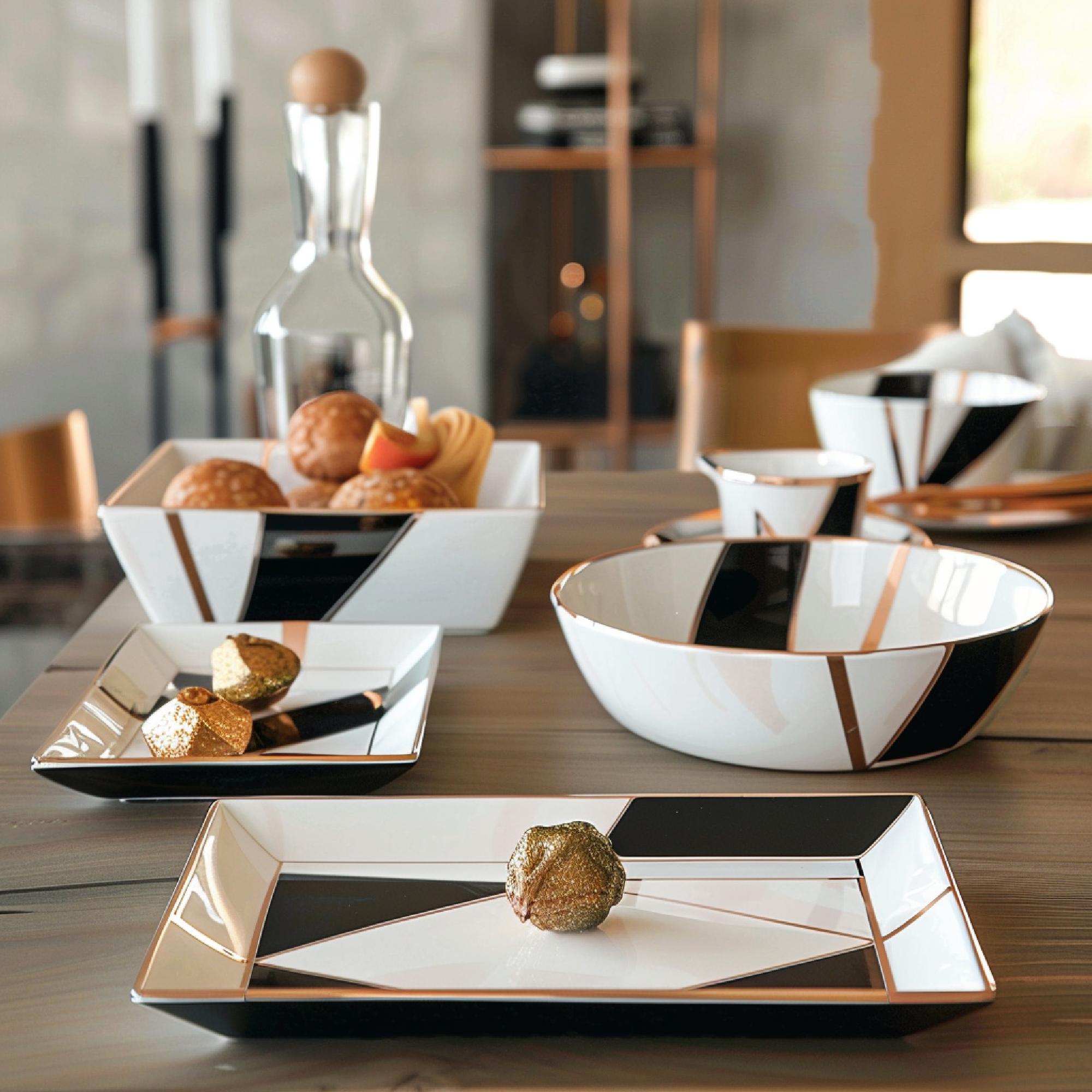 Open kitchen bench with plated tasting portions