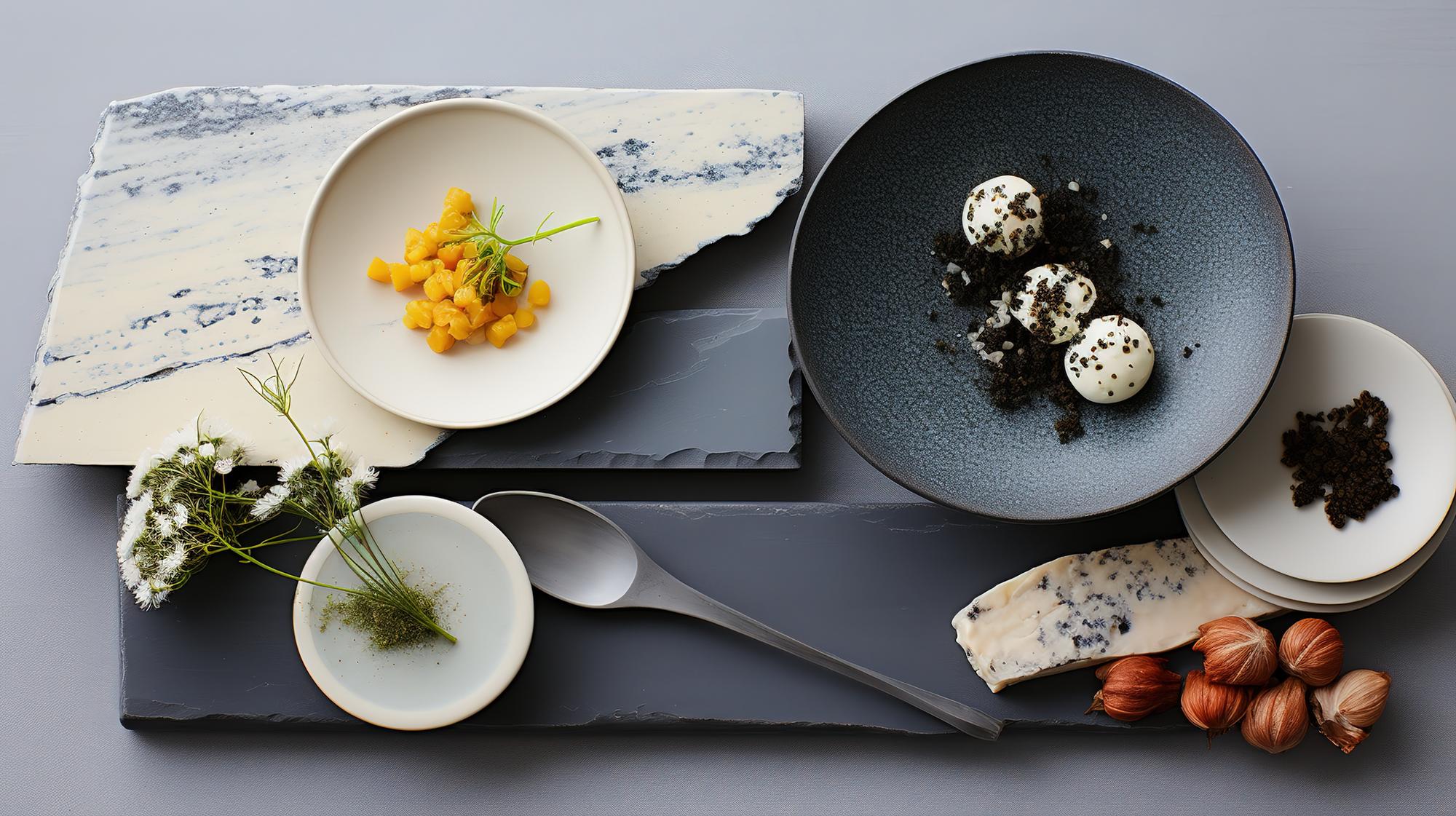 Sample plated menu set for a tasting event